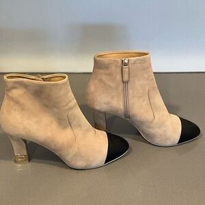 CHANEL Two-Tone Beige and Black Ankle Booties